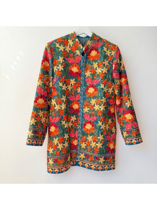 No brand Jackets & Blazers - Kashmiri Embroidered Jacket Floral Aari Crewel Coat Boho Artisan Pashmina Style